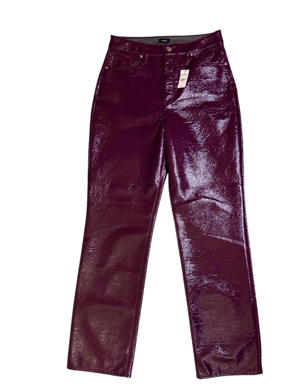 Express Modern straight high rise plum purple patent leather pant women’s 10L